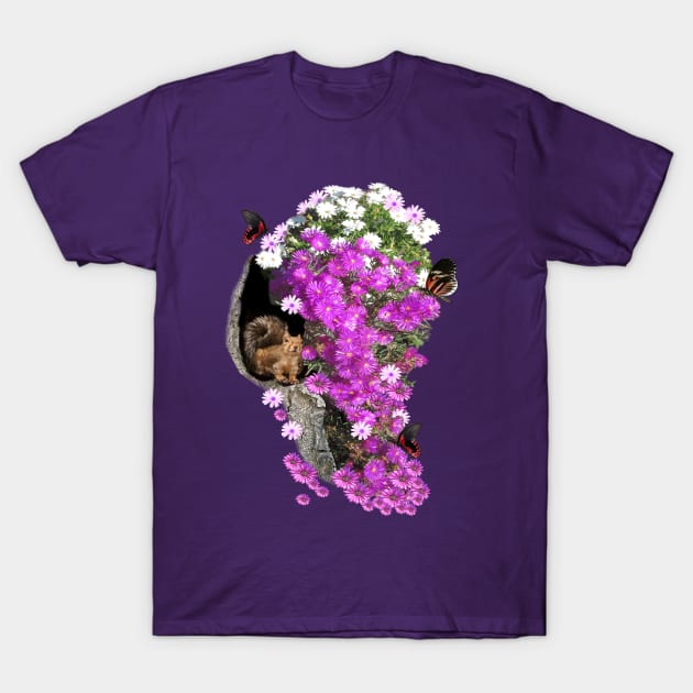 Flowering Fygies & Chipmunk Squirrel in a Tree T-Shirt by Nadine8May